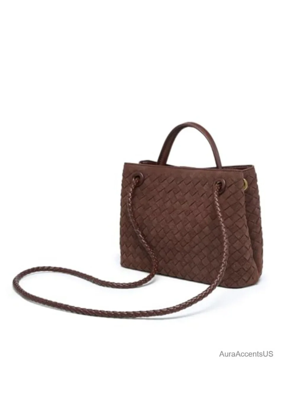 Suede Woven Slouchy Tote Bag PU Leather Hobo Crossbody Purse